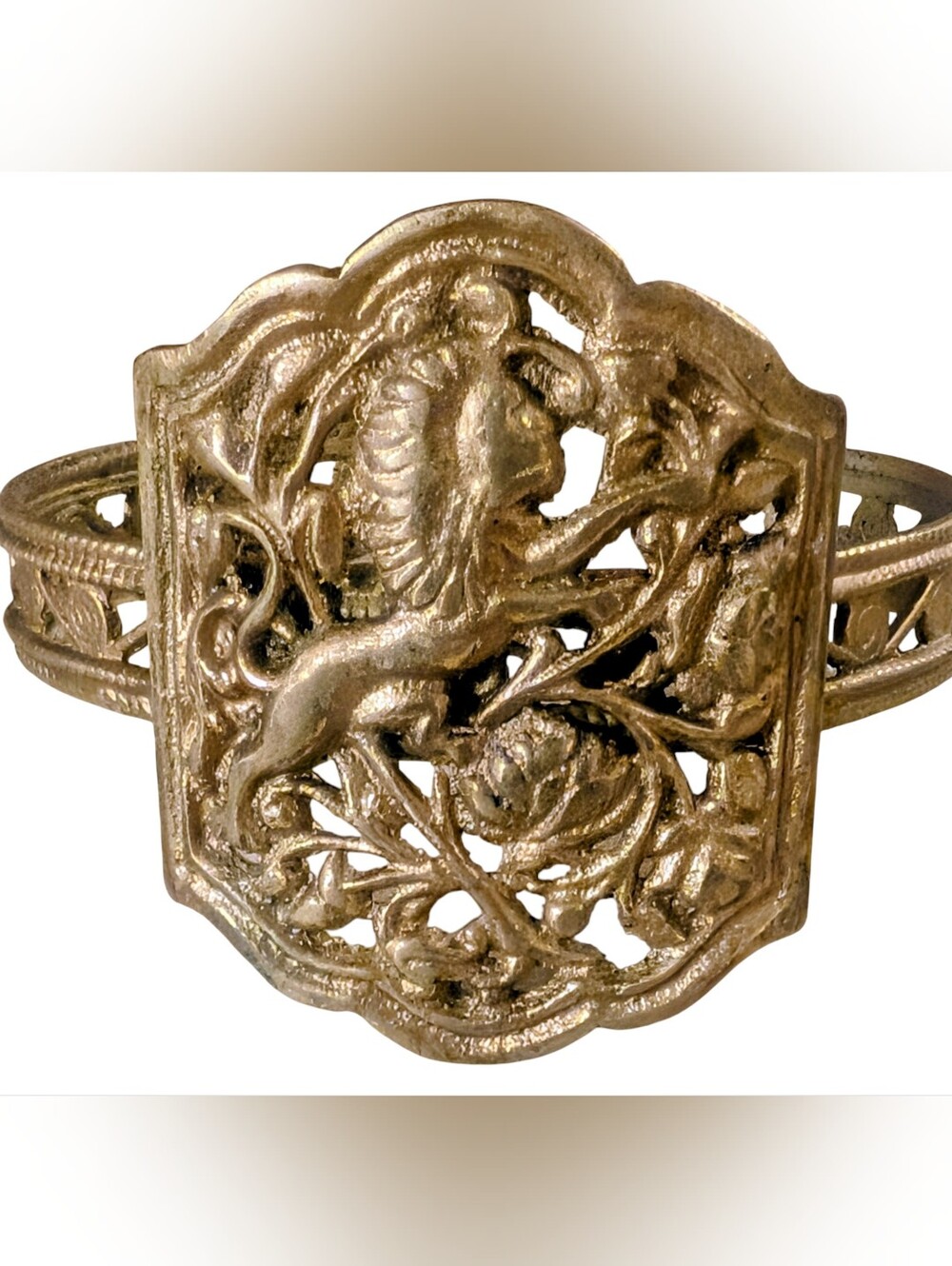 Antique Wedding Cuff Lion & Lotus Bracelet
